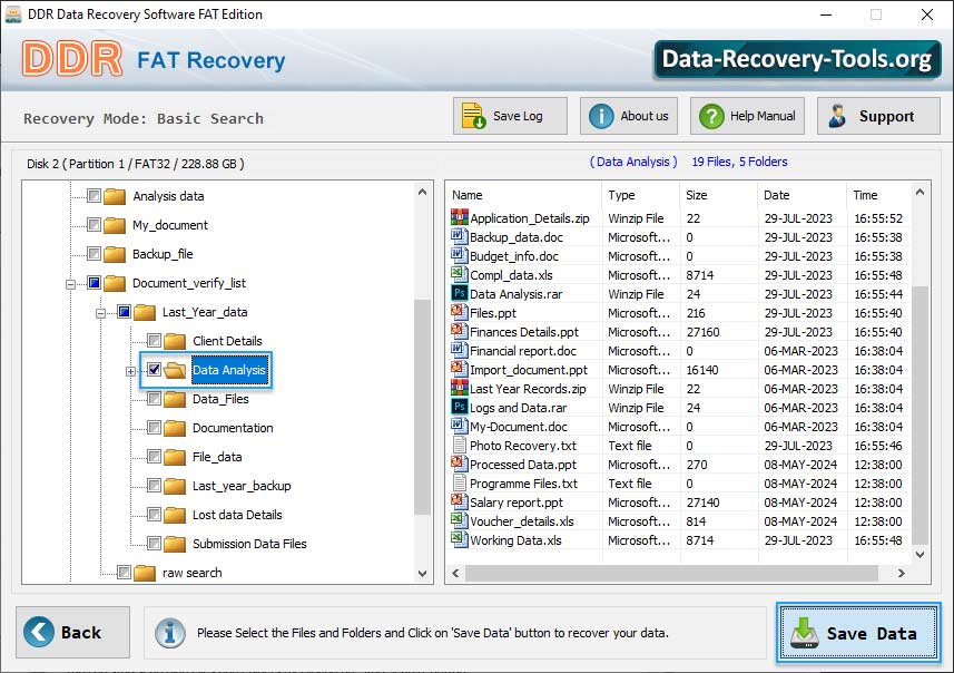Save recovered data files