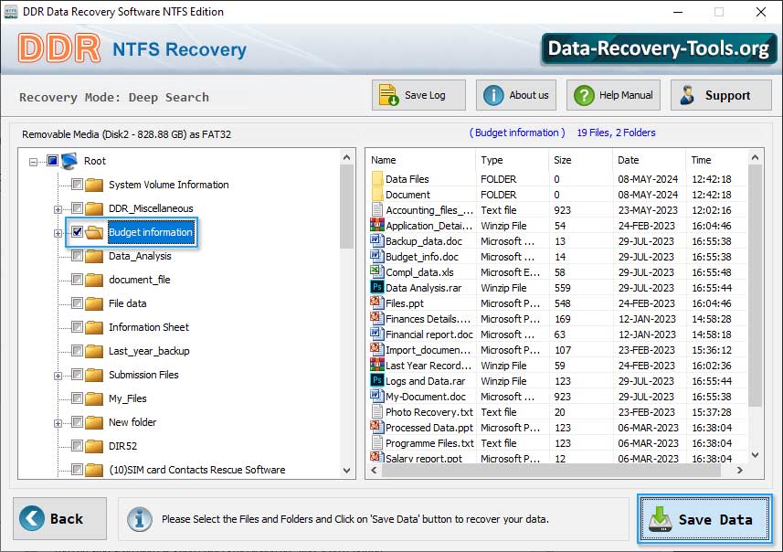 Save recovered data files